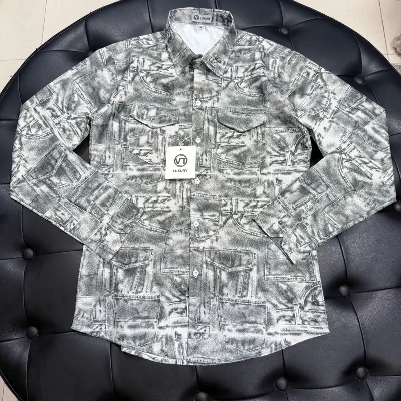 Sơ mi Nam loang màu chất vải vừa phải chuẩn from sang trọng thanh lịch Menswear Shirt cd40 white sang trọng  Áo Có Cổ 4
