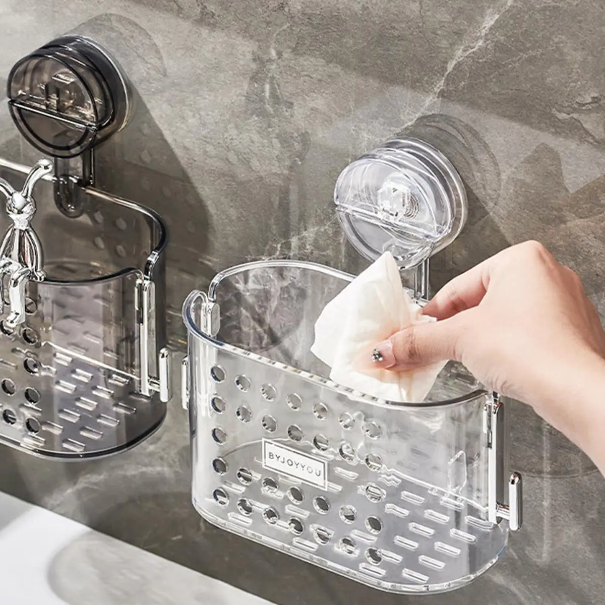 Giá Để Cốc Hút, Hộp Đựng Khăn Dụng Cụ Nhà Bếp, Giỏ Vuông Treo Tường, Không Cần Đục Lỗ, Sắp Xếp Gia Đình, Hộp Đựng Mỹ Phẩm Nhà Bếp Kitchen