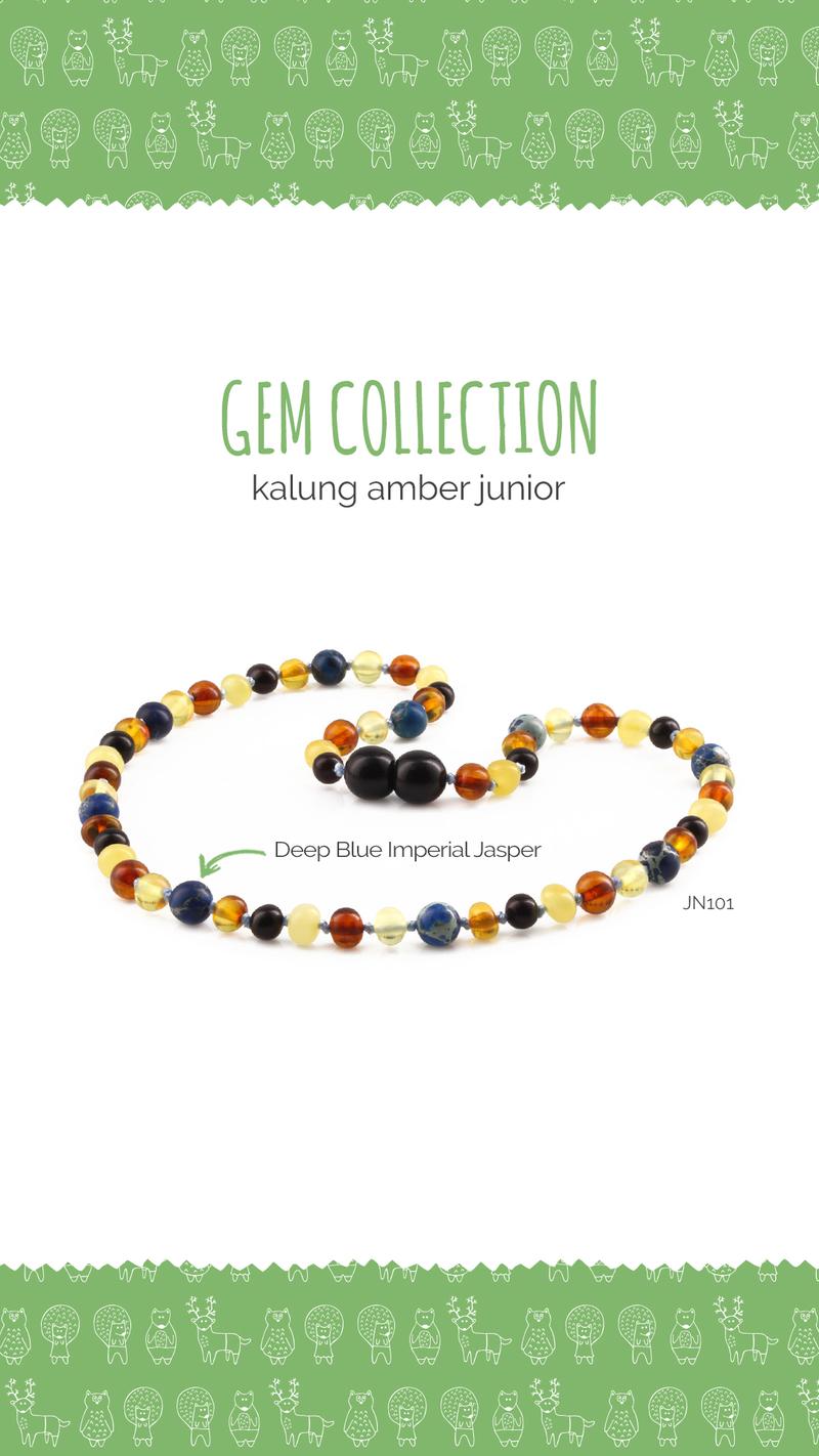 Product Introduction of Amber Buddy - JN101 Kalung Amber dengan Deep Blue Imperial Jasper untuk Junior. 38cm [ FREE BANGLE ] 5