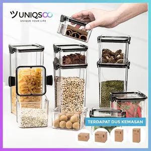 UNIQSOO Toples Kotak Snack Kedap Udara Penyimpanan Bening Cereal Kontainer Makanan Food Storage Jar Container CF001