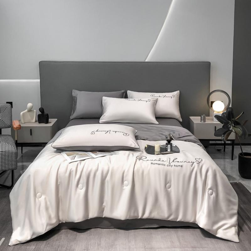 Bộ chăn ga gối phi Lụa Basic M2T BEDDING Chăn chần bông hè mỏng ga giường và 2 vỏ gối nằm