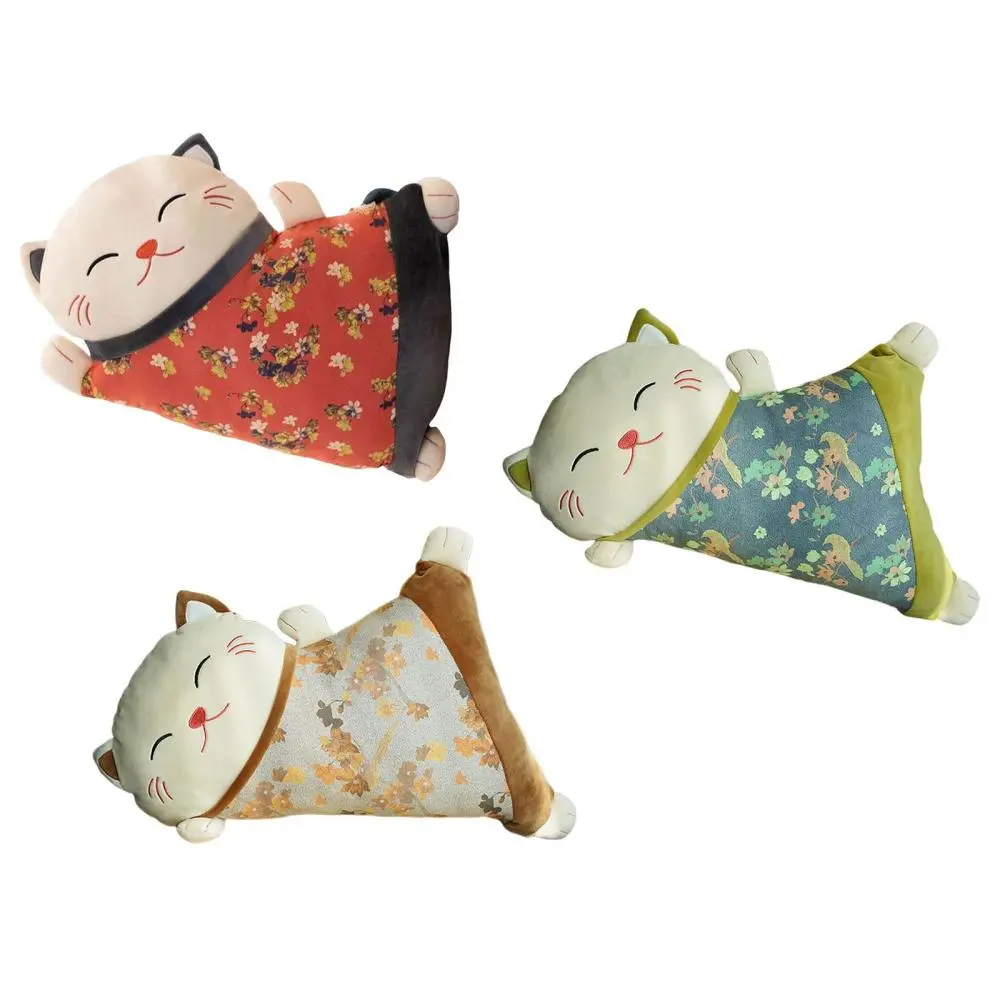 Lucky Cat Pillow Washable Back Cushion for Holiday Gift Sofa Easter Gift