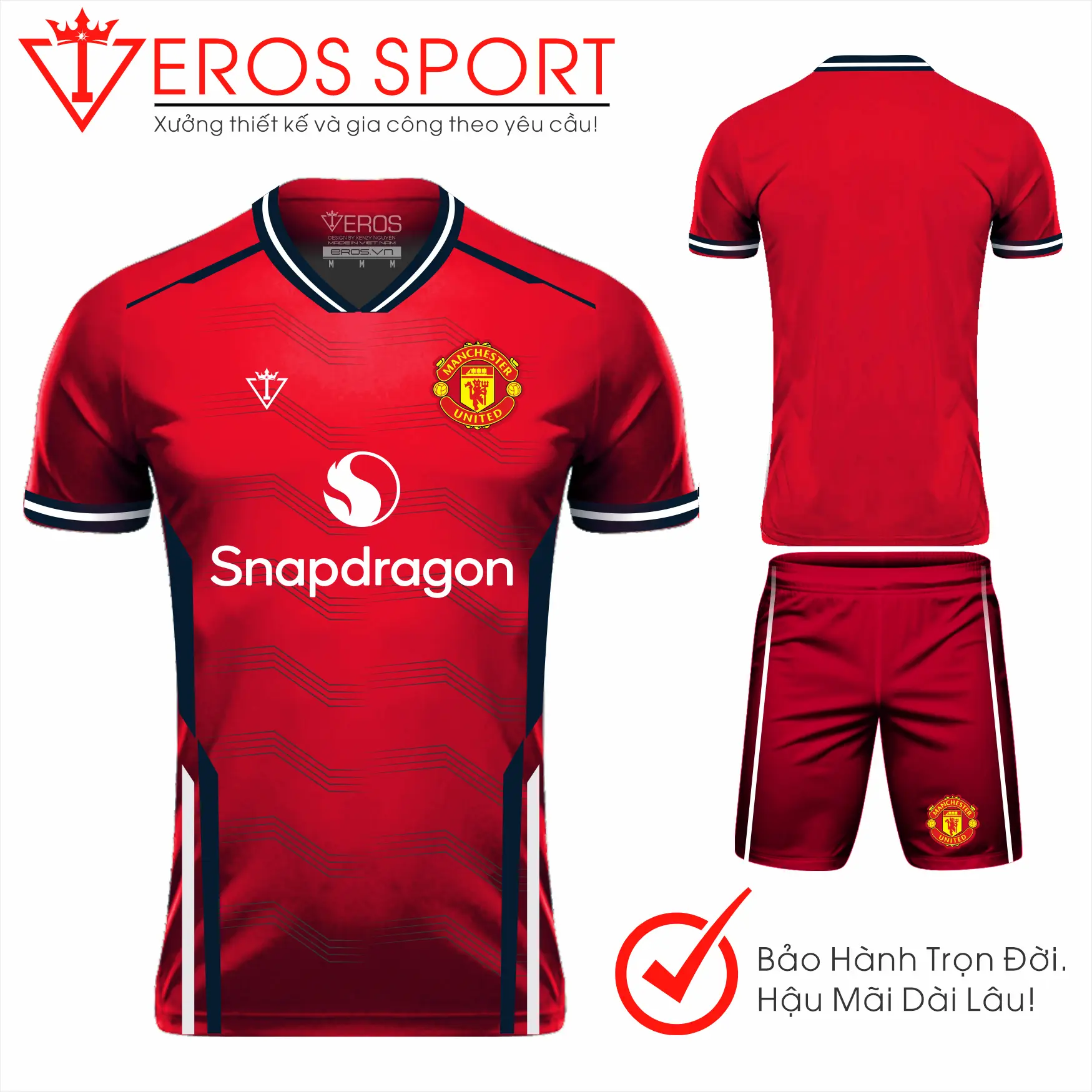 BỘ BÓNG ĐÁ MU ĐỎ T17, đồ đá banh Thun Sport