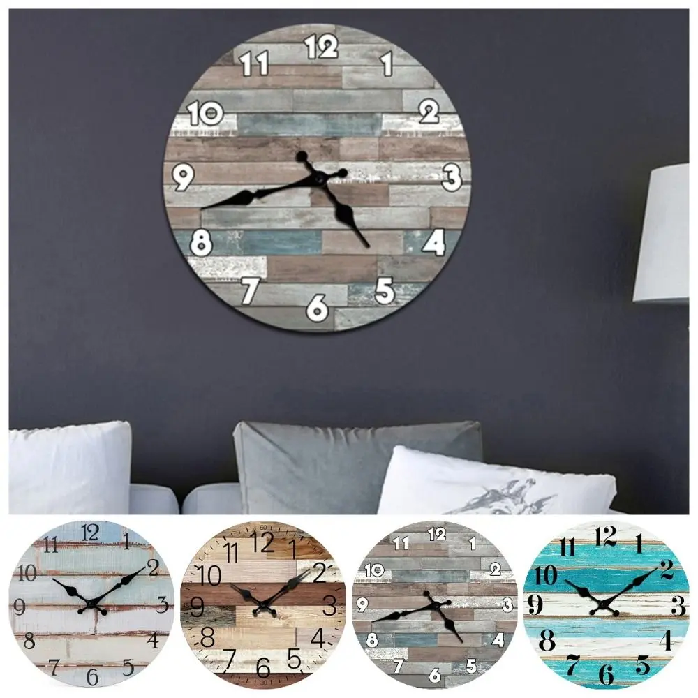 Creative Retro Silent Wall Clock Modern Coastal Country Style Clock Wooden Minimalist Art Wall Watch Living Room