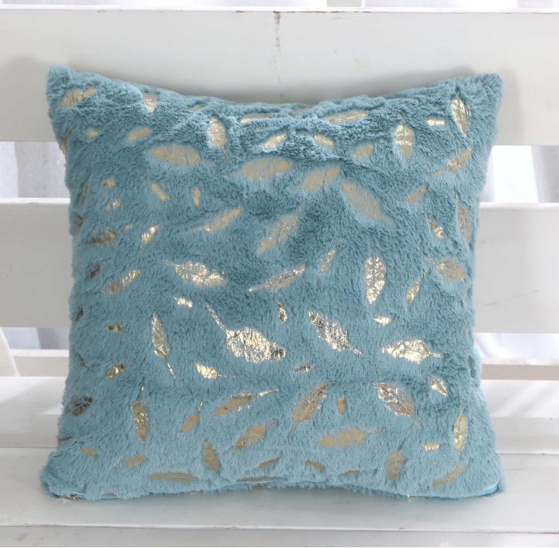 Product Introduction of Soft Decorative Throw pillow case Covers 43x43cm Plush Faux Fur with Gold Feathers Gilding Leaves Cushion Covers Cases 15