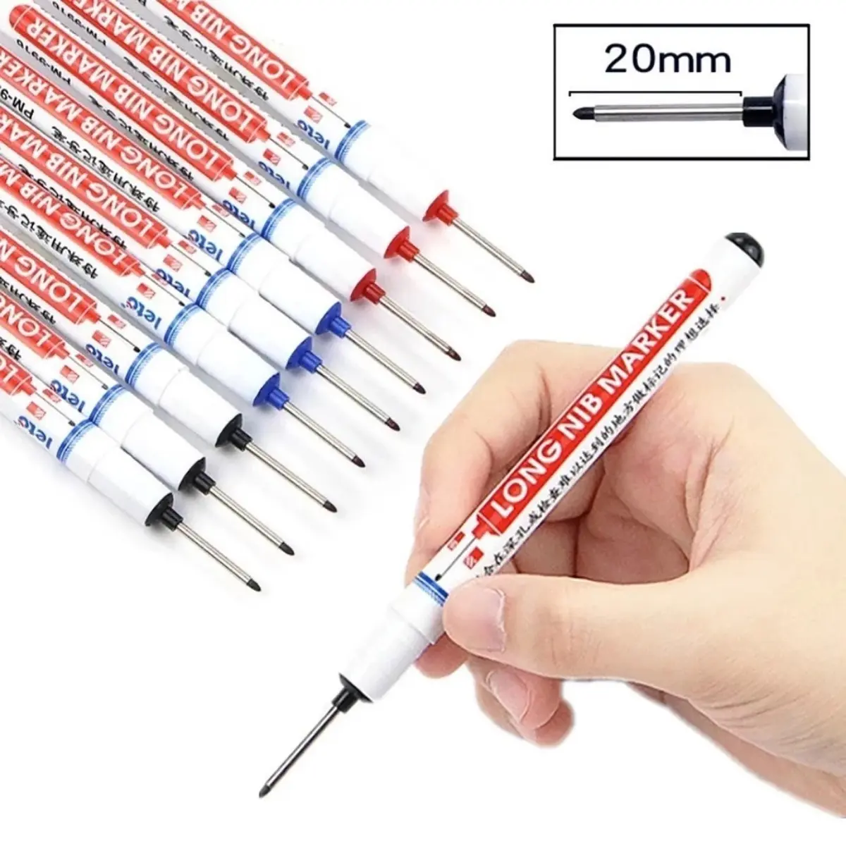 3Pcs 20mm Multipurpose Waterproof Permanent Quick Drying Marker Pen Multifunctional Long Tip Head Oily Metal Marker