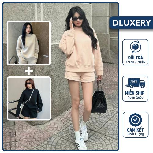 Bộ Quần Áo Nỉ Thu Đông Nam Nữ Cao Cấp Dày Dặn, Set Đồ Nữ Thu Đông Oversize Kiểu Sweater Short Set