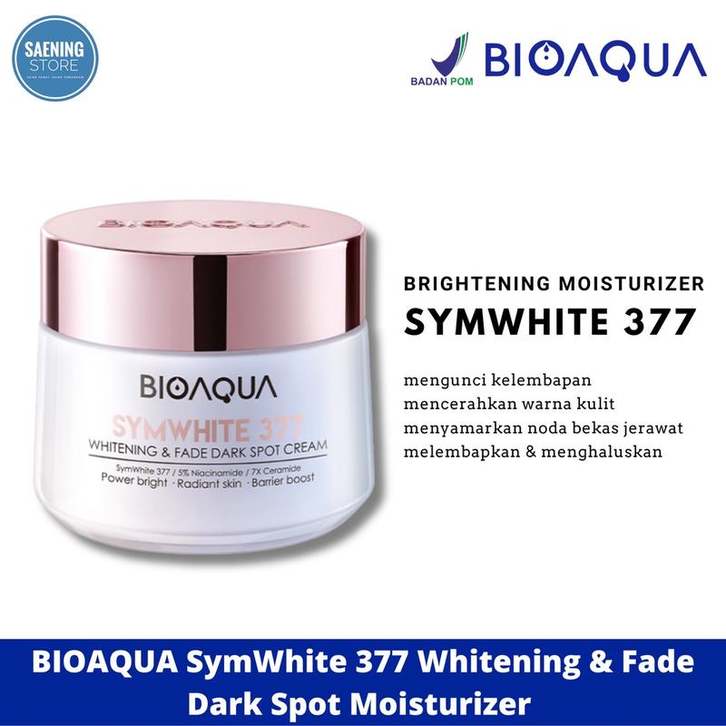 BIOAQUA Moisturizer SymWhite 377 Cream Pemutih Wajah 50g Krim Penghilang Flek Hitam Di Wajah Whitening & Fade Dark Spot Mosturizer Mencerahkan 0