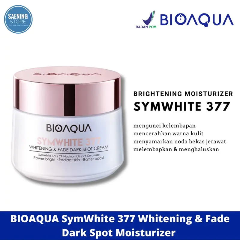 BIOAQUA Moisturizer SymWhite 377 Cream Pemutih Wajah 50g Krim Penghilang Flek Hitam Di Wajah Whitening & Fade Dark Spot Mosturizer Mencerahkan 0