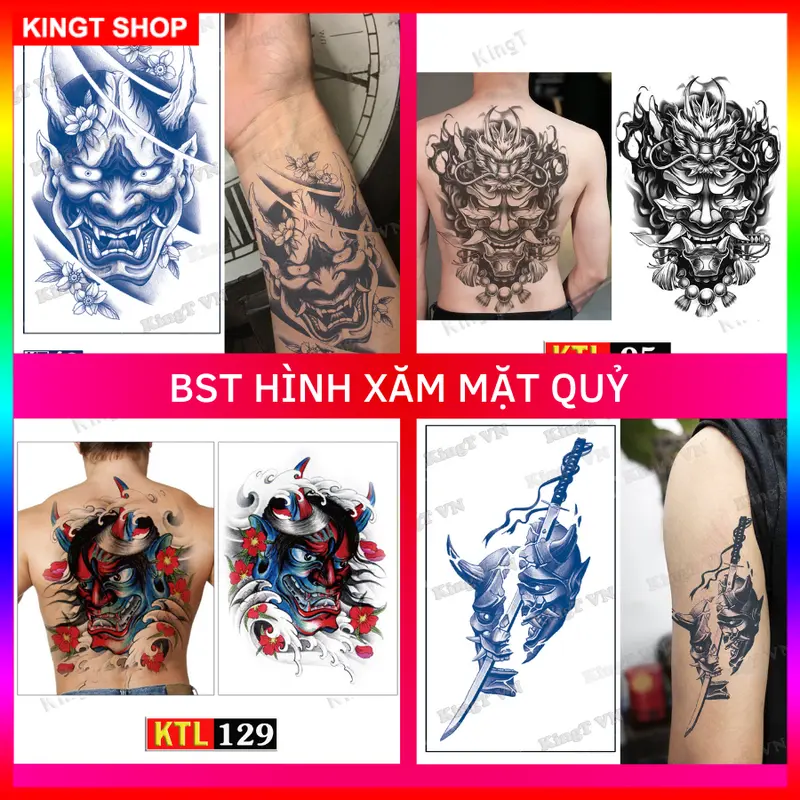 KingT BST HÌNH XĂM MẶT QUỶ - Hình xăm dán tạm thời 0