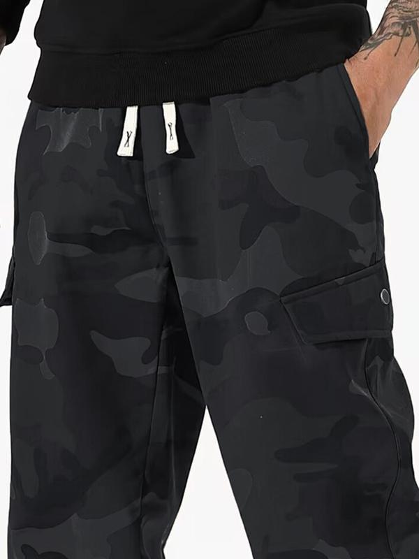 Men's Camo Print Drawstring Waist Jogger Pants, 2024 New Style Regular Fit Casual Pocket Trousers for Fall & Winter, Men's Bottoms for Daily Wear, Pants for Men 5