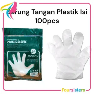 [TR]  Sarung Tangan Kemasan Plastik isi 100pc Disposable Plastic Gloves. Putih