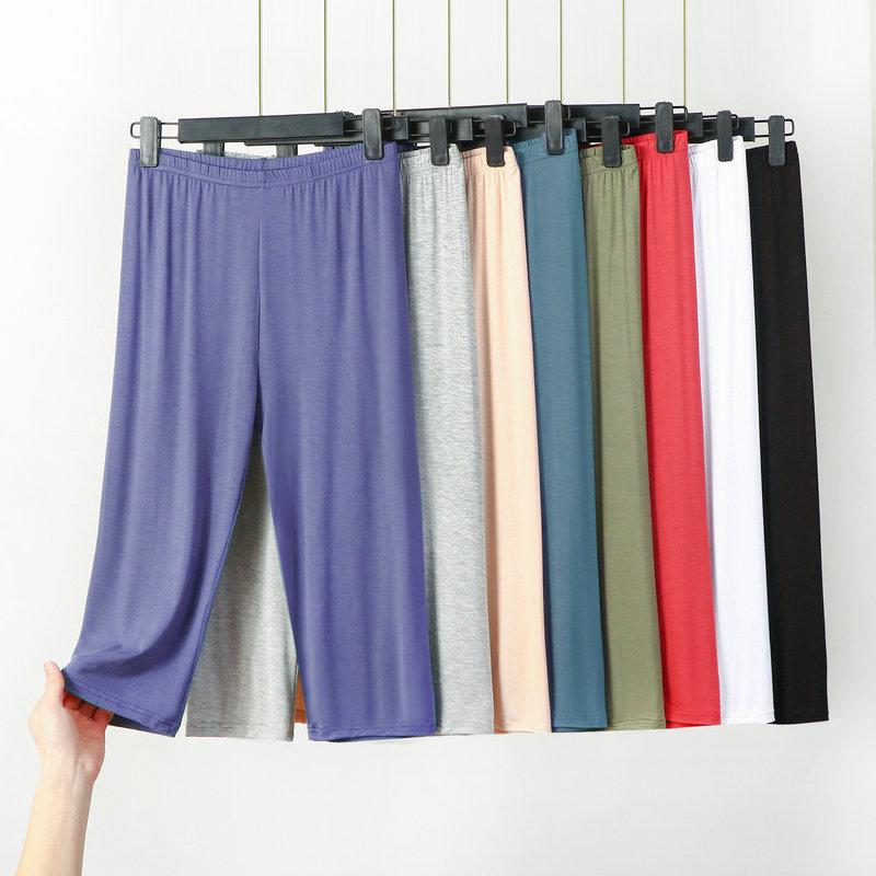 Product Introduction of Women's summer cropped pants modal thin home cotton plus large size high waist slim pajamas Loungewear Nightwear Womenswear Lingerie Homewear Pjs Trouser Basic Minimalist 3