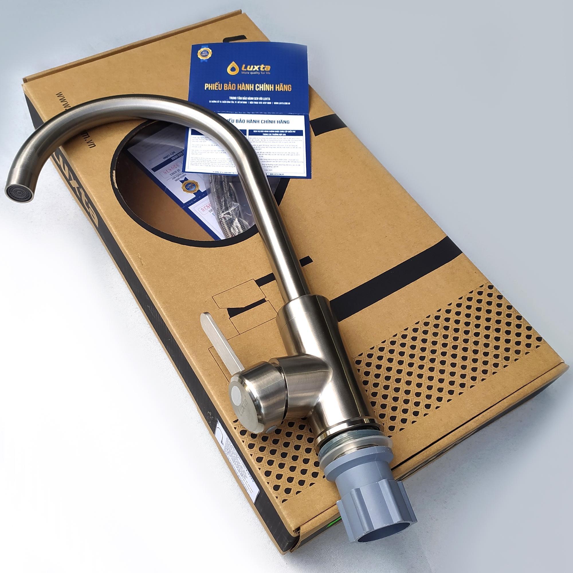 Vòi Bếp Vòi Rửa Bát Nóng Lạnh Chính Hãng LUXTA Chất Liệu Cao Cấp - Nhiều kiểu thân tròn, thân vuông, lò xo,...