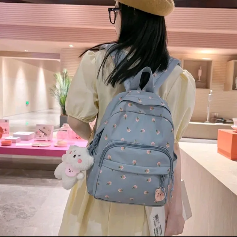 NURA'Store BS- Tas Ransel motif bunga tulip terbaru perempuan tas bunga tulip korean style cewe tas ransel anak sd smp perempuan bunga Tas Punggung Fashion 1