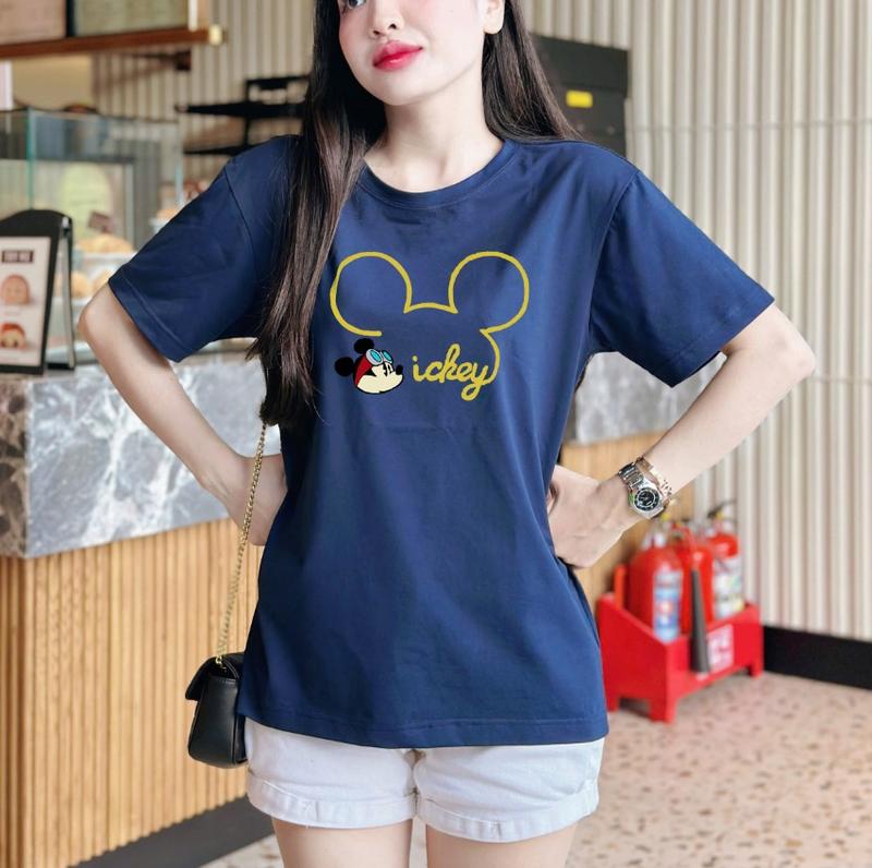 Áo Thun Cộc Tay, Áo Phông MICKEY CH Cổ Tròn Màu Trắng, Xanh Than, Đỏ Đô, Đen Nam Nữ Unisex đủ size Top Women