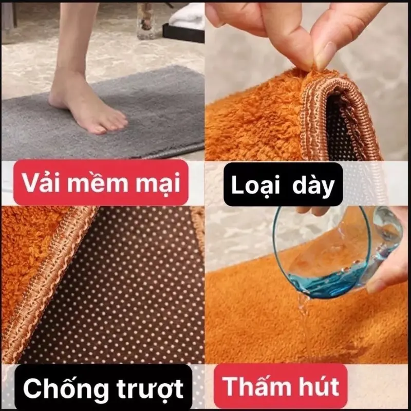 [Combo] 5 Thảm Lau Chân Lông Cừu Len Mềm Thảm Chùi Chân Siêu Thấm Hút 40x60cm 2