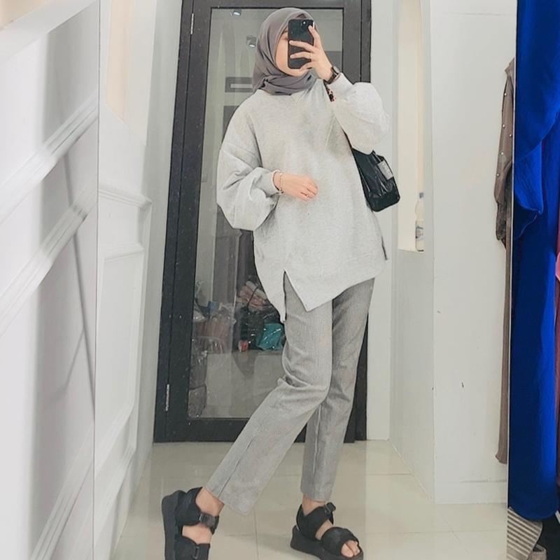 Oversize Sweater  Belah Pinggir Sweater Oblong Wanita Korean style versi dinafshn 5