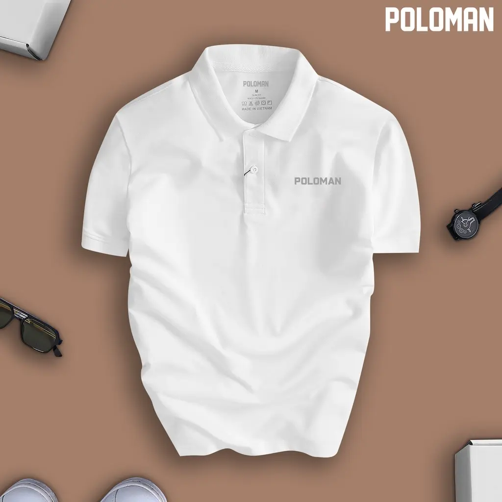 Áo thun POLOMAN nam cổ bẻ BASIC CVC vải cá sấu sang trọng, lịch lãm, thoáng mát - POLOMAN Menswear Top Có Cổ Cộc Tay Ngắn Tay Tay Ngắn Shirt