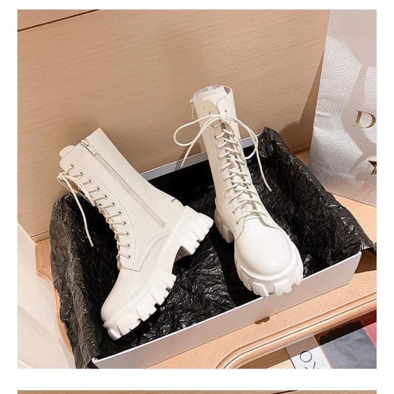 Boot Chiến Binh cổ lửng đế 5,5 20cm Mũi tròn Ngang bắp chân mã X3 GiàY Bốt Cổ Cao Nữ Shoes