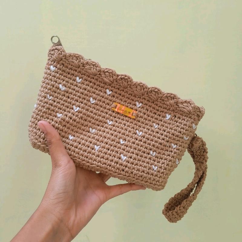 dompet rajut dua ruang , pouch rajut , dompet hp , clutch rajut Wanita 3