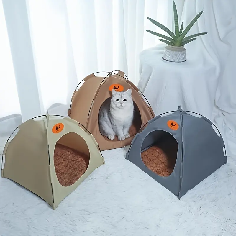 Cat tent - dog foldable enclosed nest, pet house with detachable mat, summer outdoor pet tent, suitable for indoor small and medium-sized pets weighing no more than 22 pounds