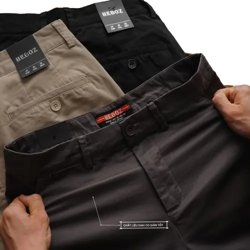 Quần dài nam chất vải kaki basic slim Heboz cao cấp 4M - 00002209 6