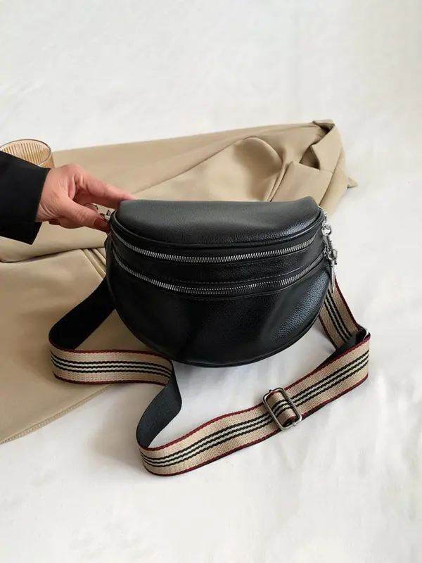 Women's Solid Color Fanny Pack, Fashionable Pu Leather Sling Bag for Daily Used, Casual Trendy Versatile High-quality Daily Commuting Bag 6