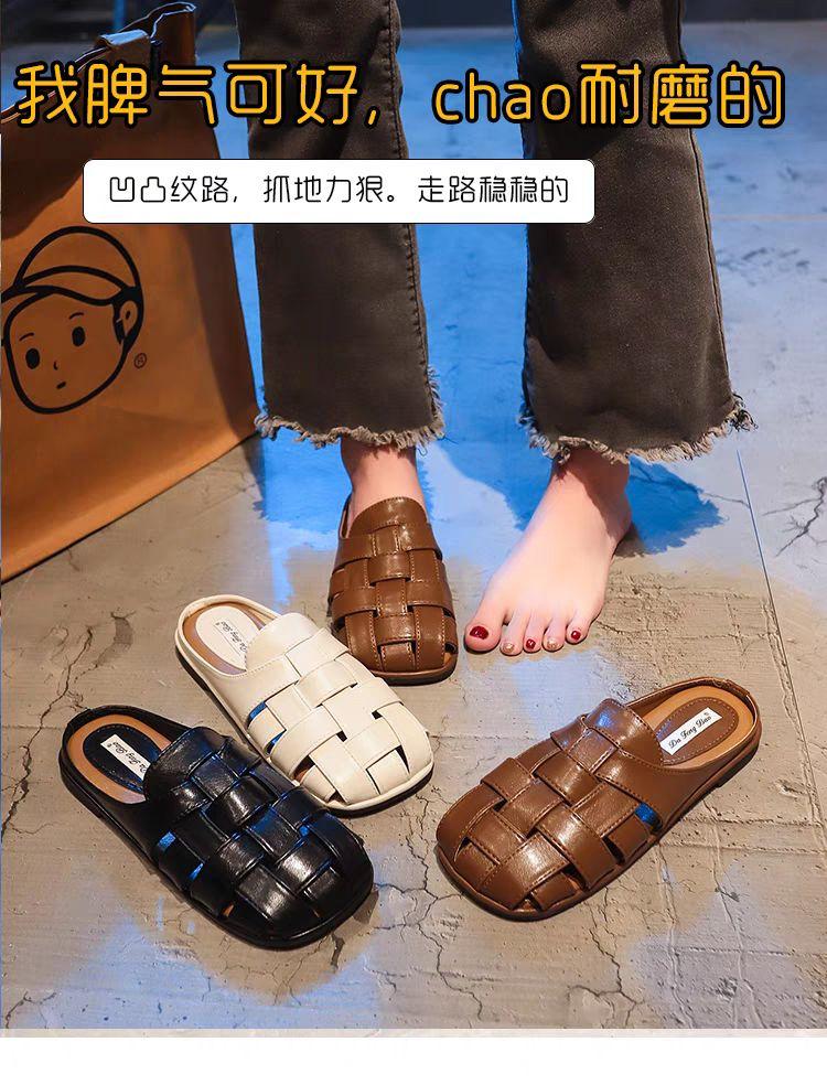 Product Introduction of 2024 Popular Roman Sandals Women's 2024 New Spring and Summer Toe Box for Outdoors Pumps Half Slippers Women's Slip-on Mules Shoes 2