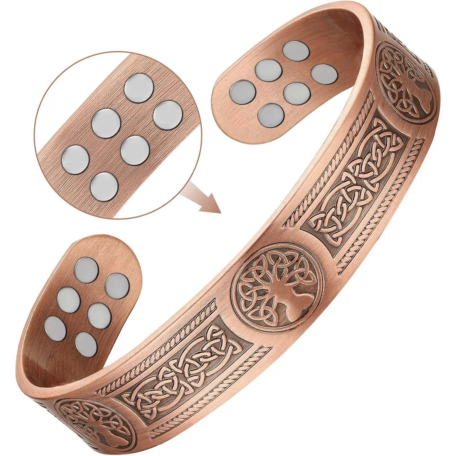 Copper Bracelet for Men Women,18pcs Strength Magnets Copper Magnetic Bracelets, Brazaletes Jewelry with Gift Box