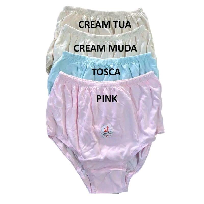 3 pcs - Celana Dalam Wanita Sweet Love Original / Bahan Kaos Tebal / bahan katun / mtoif polos/ Size L LL LLL LLLL 1