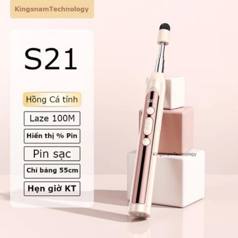 Bút trình chiếu slide powerpoint S21 tích hợp que chỉ bảng laser thuyết trình k dây pin sạc điều khiển từ xa cao cấp-LAMJAD-8