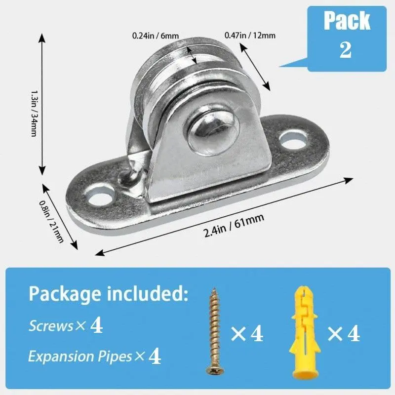 Stainless Steel Pulley Block Kit, Silent Pulley, Fixed Pulley, Detachable Loading 176Lb Lifting Wheel, Moving Tool 1