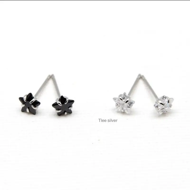 Khuyên tai bạc nữ TLEE sao đá sang trọng TLEE JEWELRY B0299 0