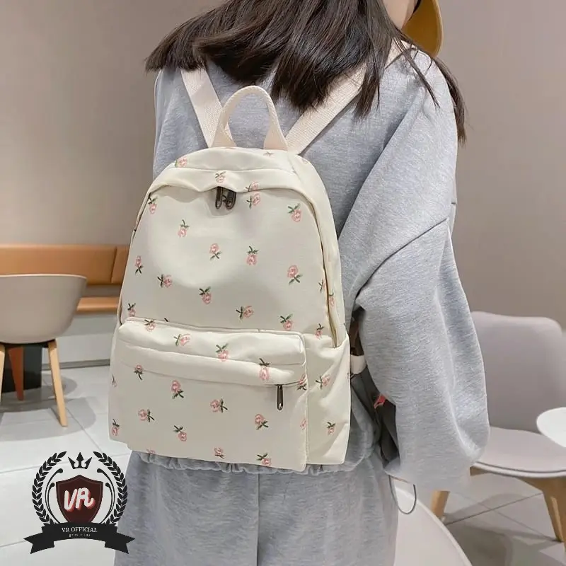 Ransel Mini Wanita Motif Bunga Casual Multifungsi Tas Sekolah Perempuan SD SMP SMA Terbaru 2024 - (COD)