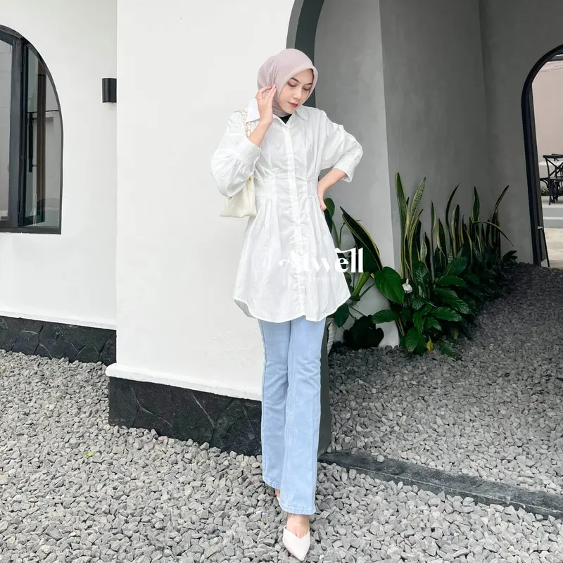 Atwell Apparel - Ava Shirt Dress - Dress Wanita Katun Midi Casual Simple 3
