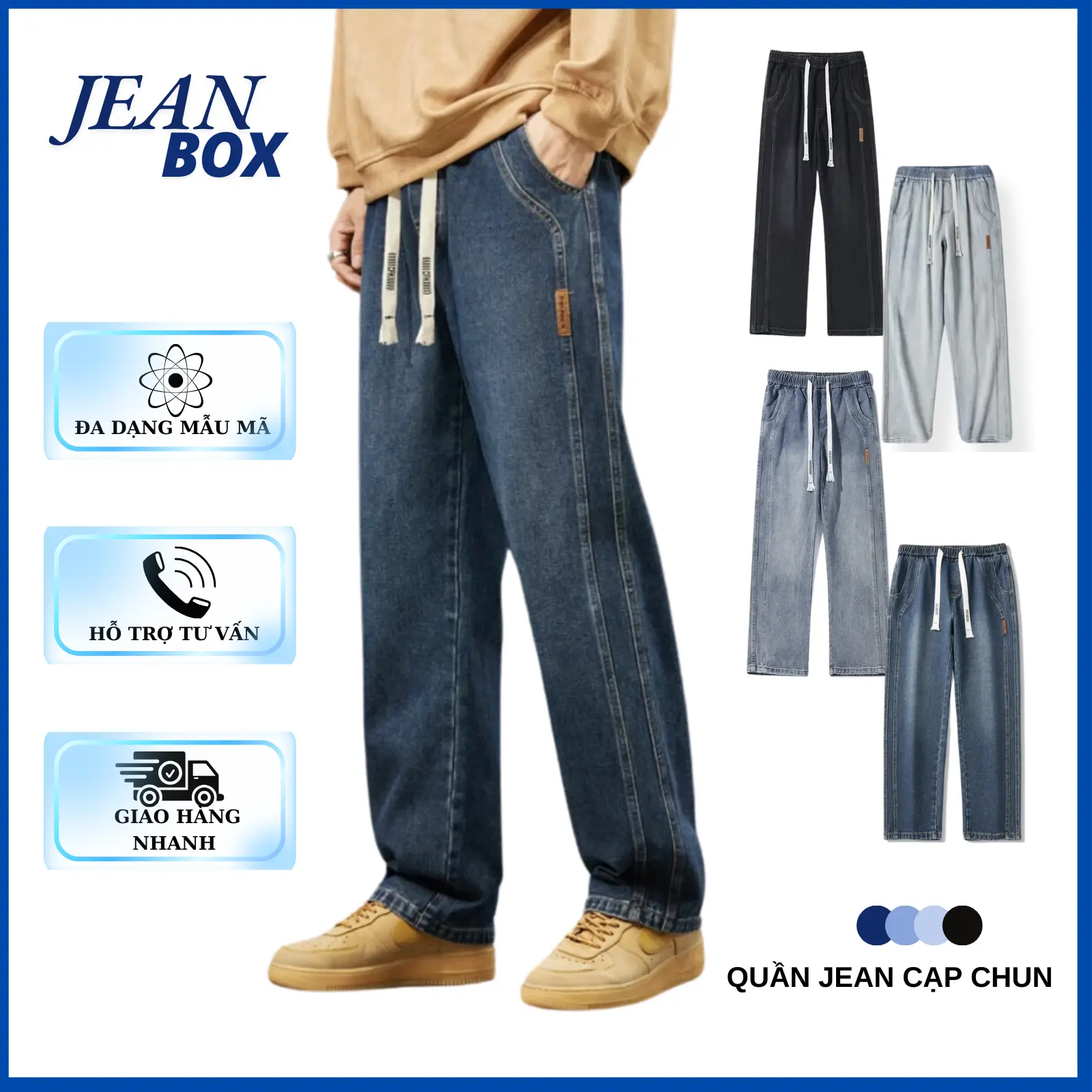 Quần jean nam nữ ống rộng JEAN BOX N9 4 màu sắc dễ phối đồ Menswear Nam Pants Có Túi