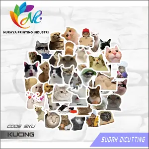 Sticker Pack Meme Kucing Aesthetic Paper Vinyl Waterproof Dekorasi Laptop Buku Journal Koper