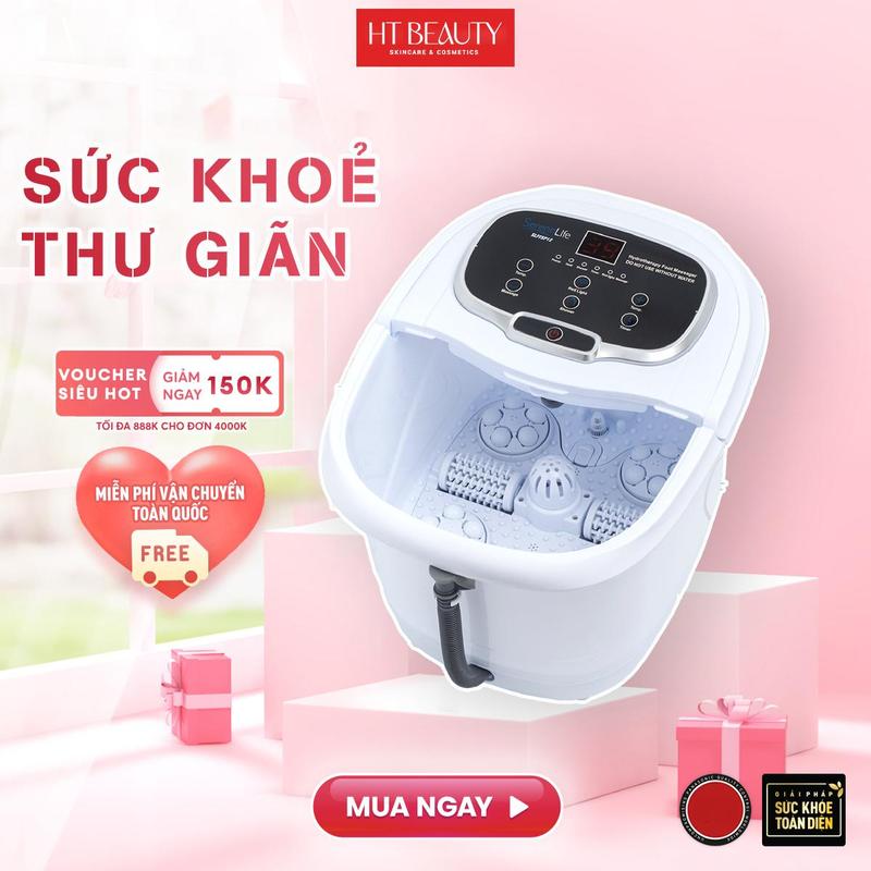 Bồn ngâm chân massage 6 con lăn tự động SereneLife SL12 HT Beauty Tự động làm nóng nước, Đèn hồng ngoại, chức năng hẹn giờ, bánh xe lăn di chuyển dễ dàng Nhập khẩu chính hãng Mỹ, Bảo Hành 2 năm HT Beauty