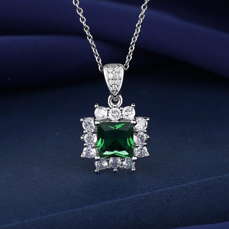 [with Gra Certificate] Fashion Emerald Jewelry Set Green Ring Necklace Ear Stud 4