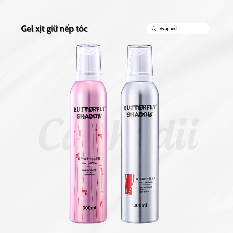 Gôm mềm cứng giúp giữ nếp tóc nam nữ Butterfly Shadow 300ml keo bọt tạo kiểu và giữ nếp tóc uốn xoăn tự nhiên bồng bềnh Dưỡng Tóc