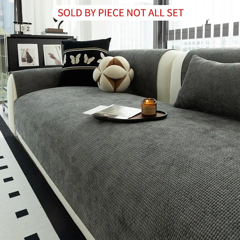 Solid Color Couch Cover, 1 Count Non-slip Sofa Slipcover, Decorative Dust Cover for Home Living Room, Sofa Protector for Pet, Home Decor 5
