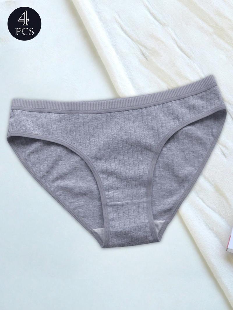 Product Introduction of 4pcs Women's Solid Black/Multi-Color Underwear, Comfortable And Breathable, Everyday Mid-Rise Panties With Wide Waistband Design 13