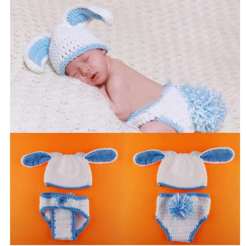 Thỏ Em Bé Đạo Cụ Chụp Ảnh Sơ Sinh Mũ Dệt Kim, Quần Động Vật, Được Xác Định 8