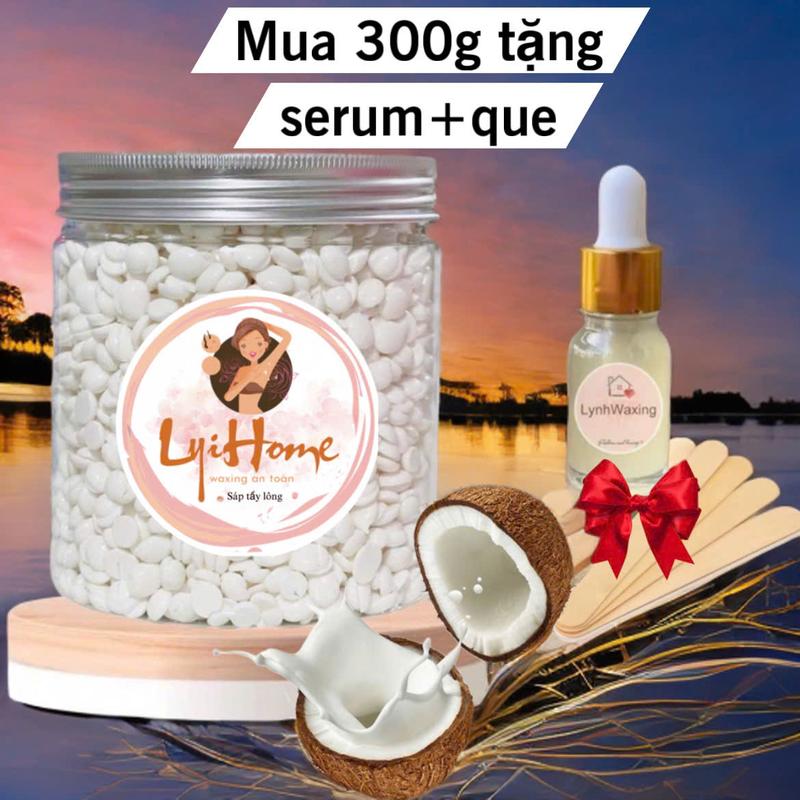 [TẶNG SERUM+que] 300g sáp wax lông coconut premier tẩy lông đa vùng cực dễ dàng nhanh chóng. 0
