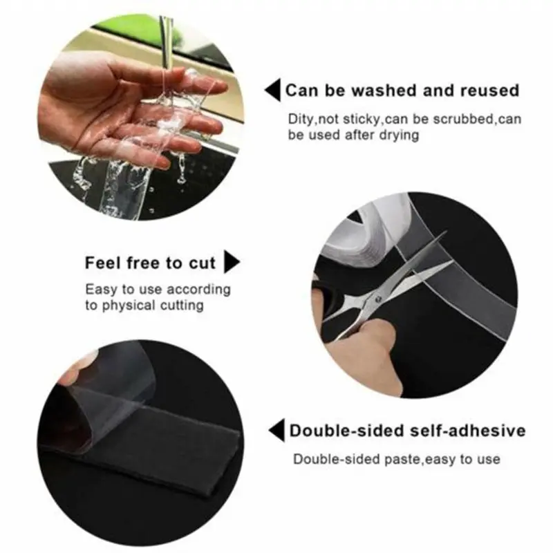 Keo Siêu Dính, Nano Mạnh, Hai Mặt, Không để lại dấu vết, Keo Siêu Bền, 1 Cái, Sử Dụng Băng Nano 7