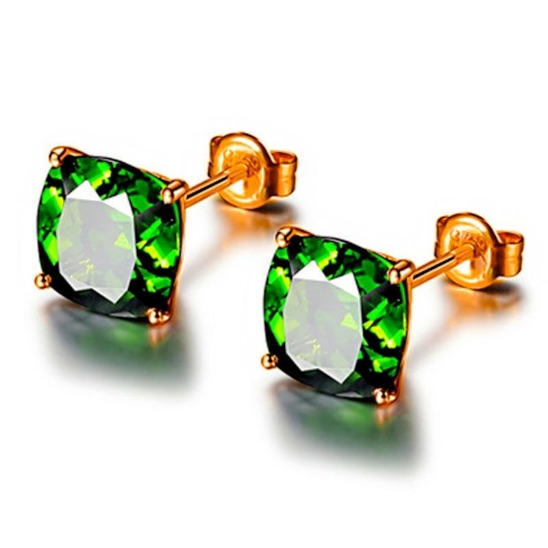 Product Introduction of Rose Gold Plated Emerald Diamond Earrings Ring Pendant Necklace Jewelry Set Exquisite Green Diamond Jewelry cincin perak ring silver silver diamond cincin perak lelaki 10