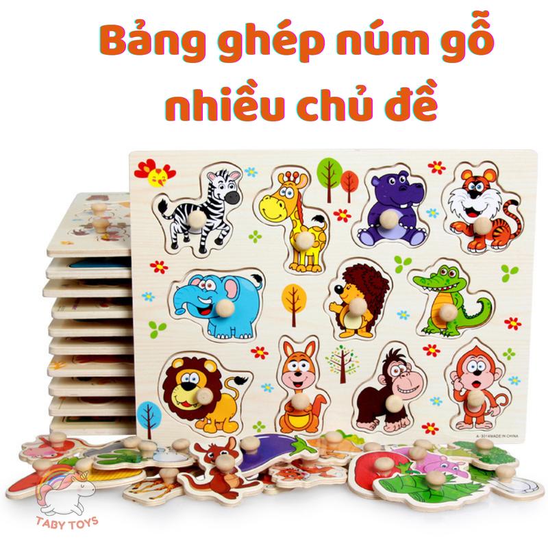 [Loại dày to] Bảng ghép hình núm gỗ nhiều chủ đề TABY Toys loại dày to 30*22 cm - Đồ chơi cho bé phát triển trí tuệ Xếp Hình
