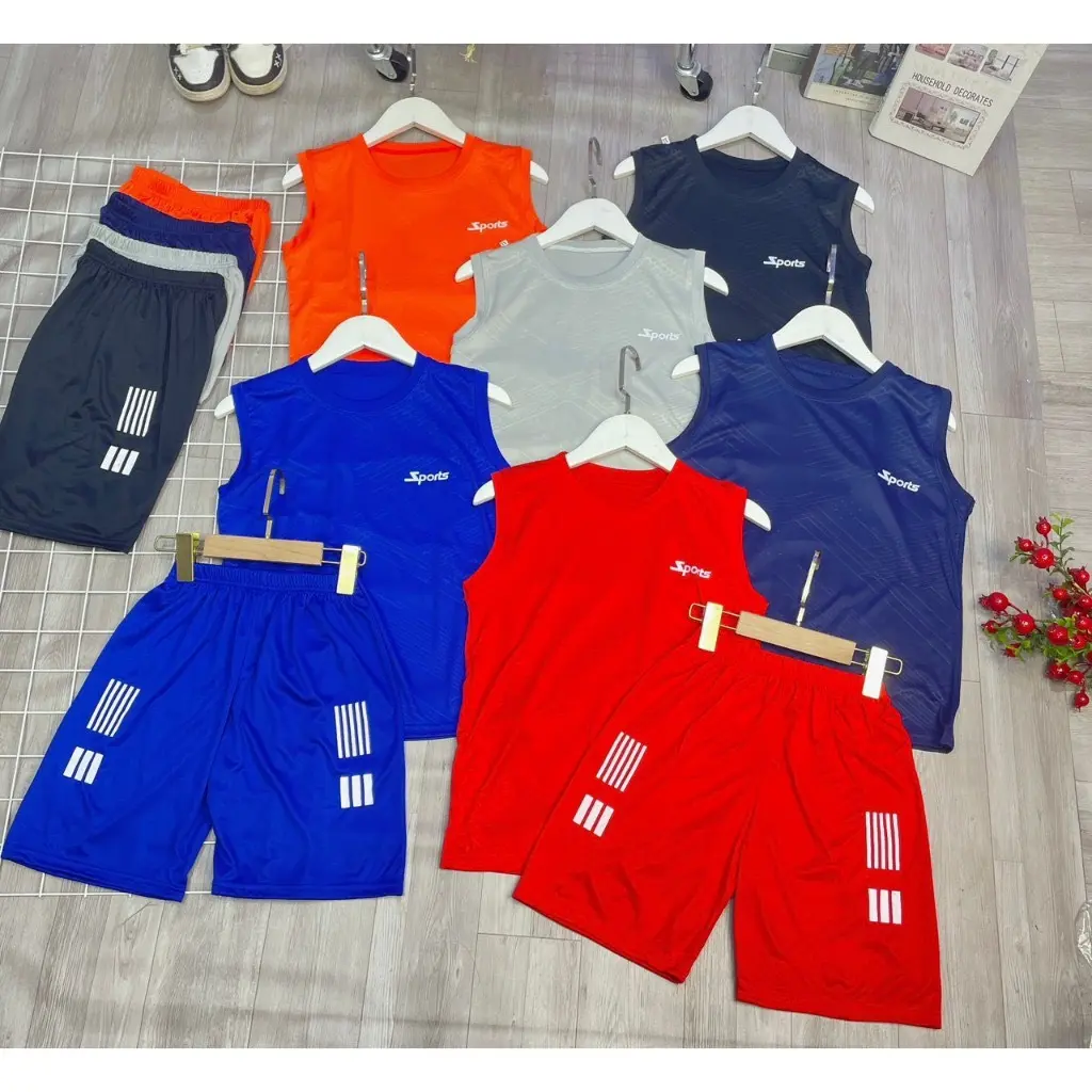 Bộ thể thao ba lỗ cho bé trai 18-45kg Mẫu SPOTS, Chất vải mềm mát, co giãn tốt. Kids Học Sinh Sport