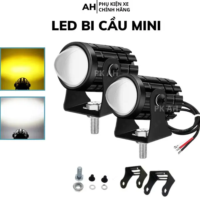 Đèn Trợ Sáng xe máy xe điện đèn bi cầu mini chính hãng bi Cầu đèn pha bi cầu xe máy 2 Màu Cos vàng Pha Trắng BCmini Led